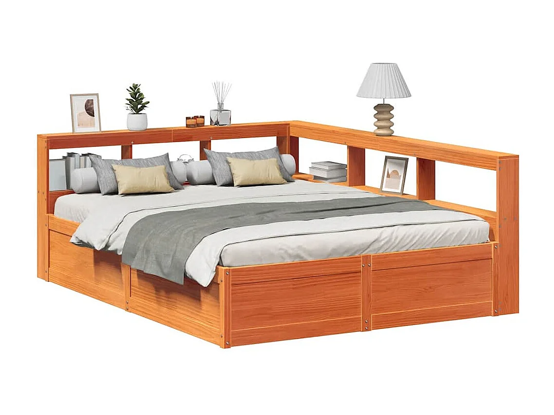 Cama com estante sem colchão 160x200 cm pinho maciço