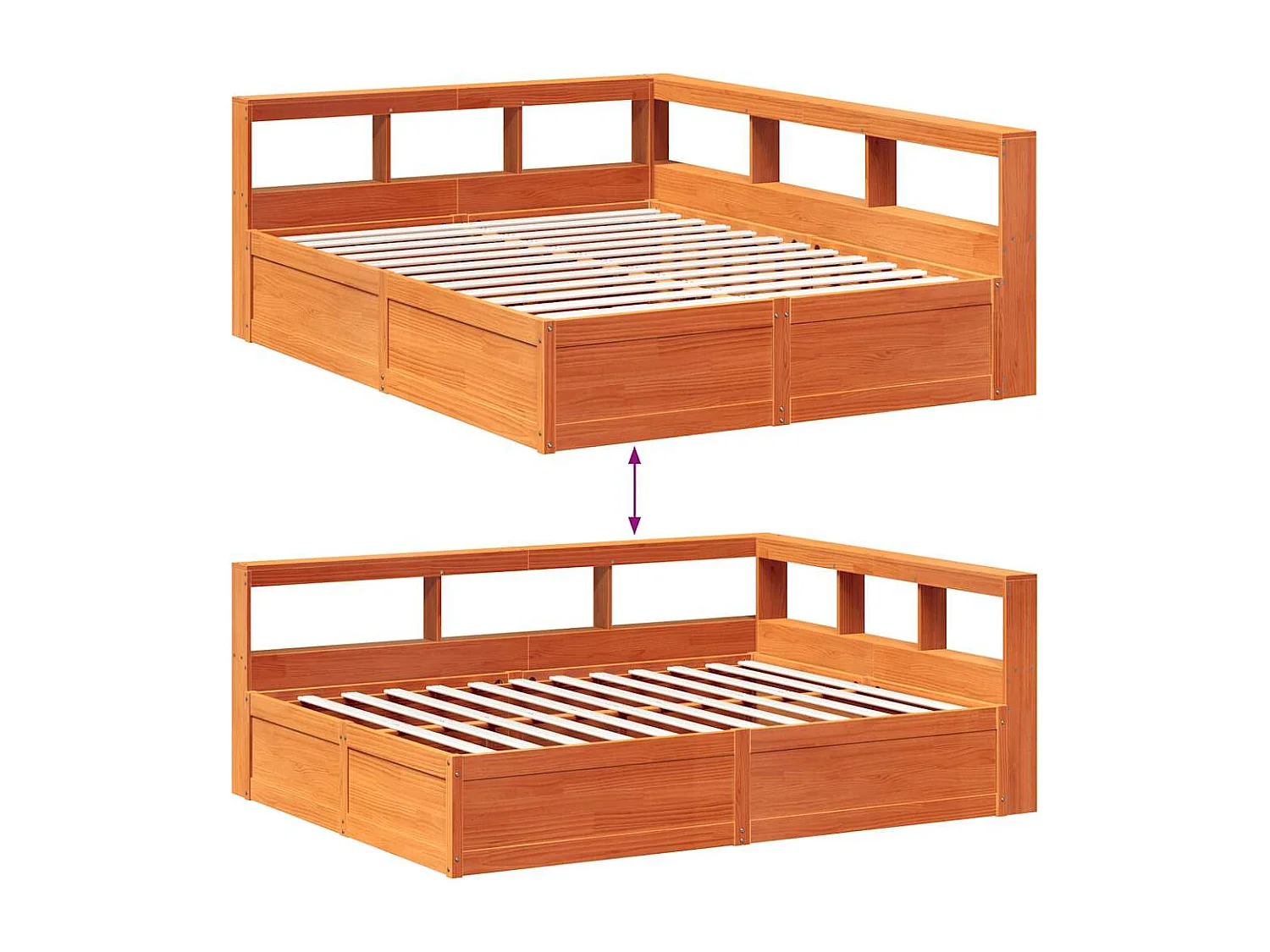 Cama com estante sem colchão 160x200 cm pinho maciço