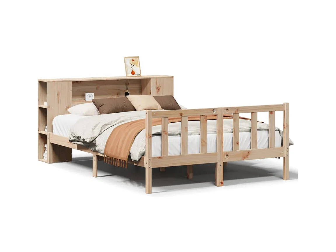Massivholzbett mit Regal ohne Matratze 150x200 cm Kiefernholz
