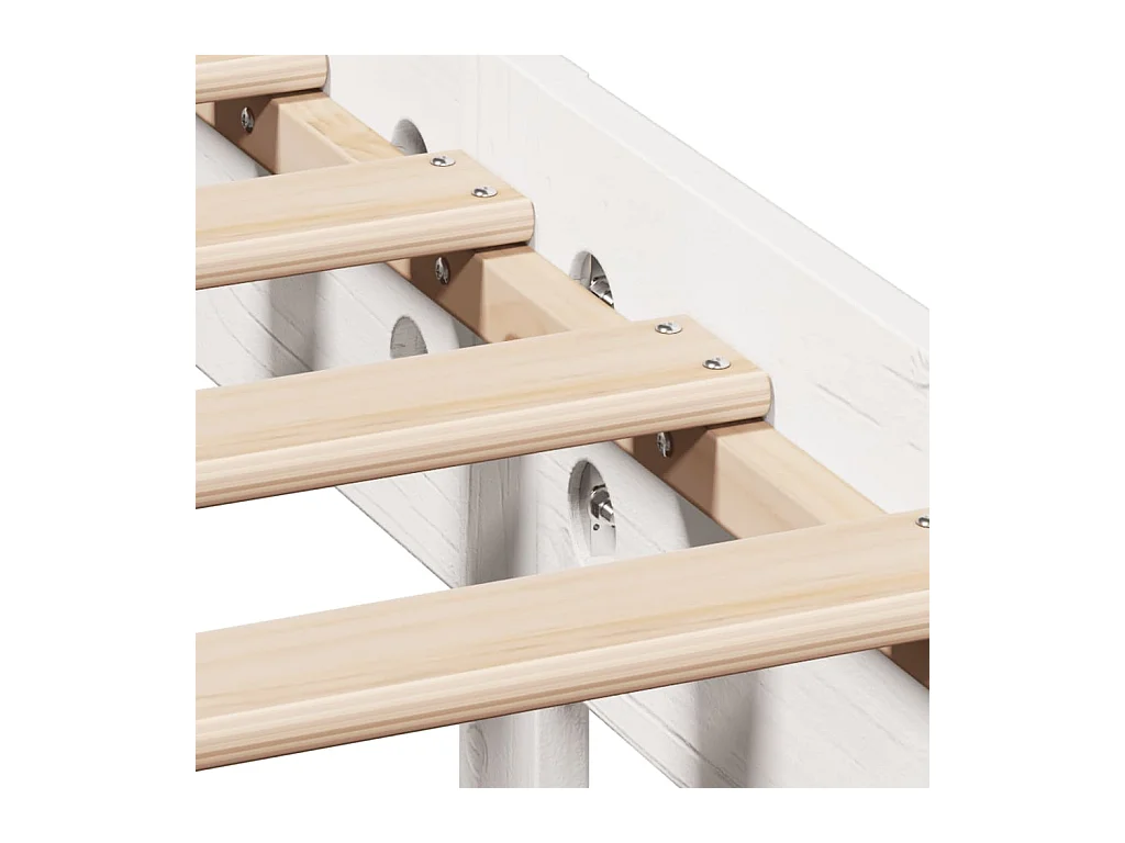 Lit bibliothèque sans matelas blanc 120x190 cm bois pin massif