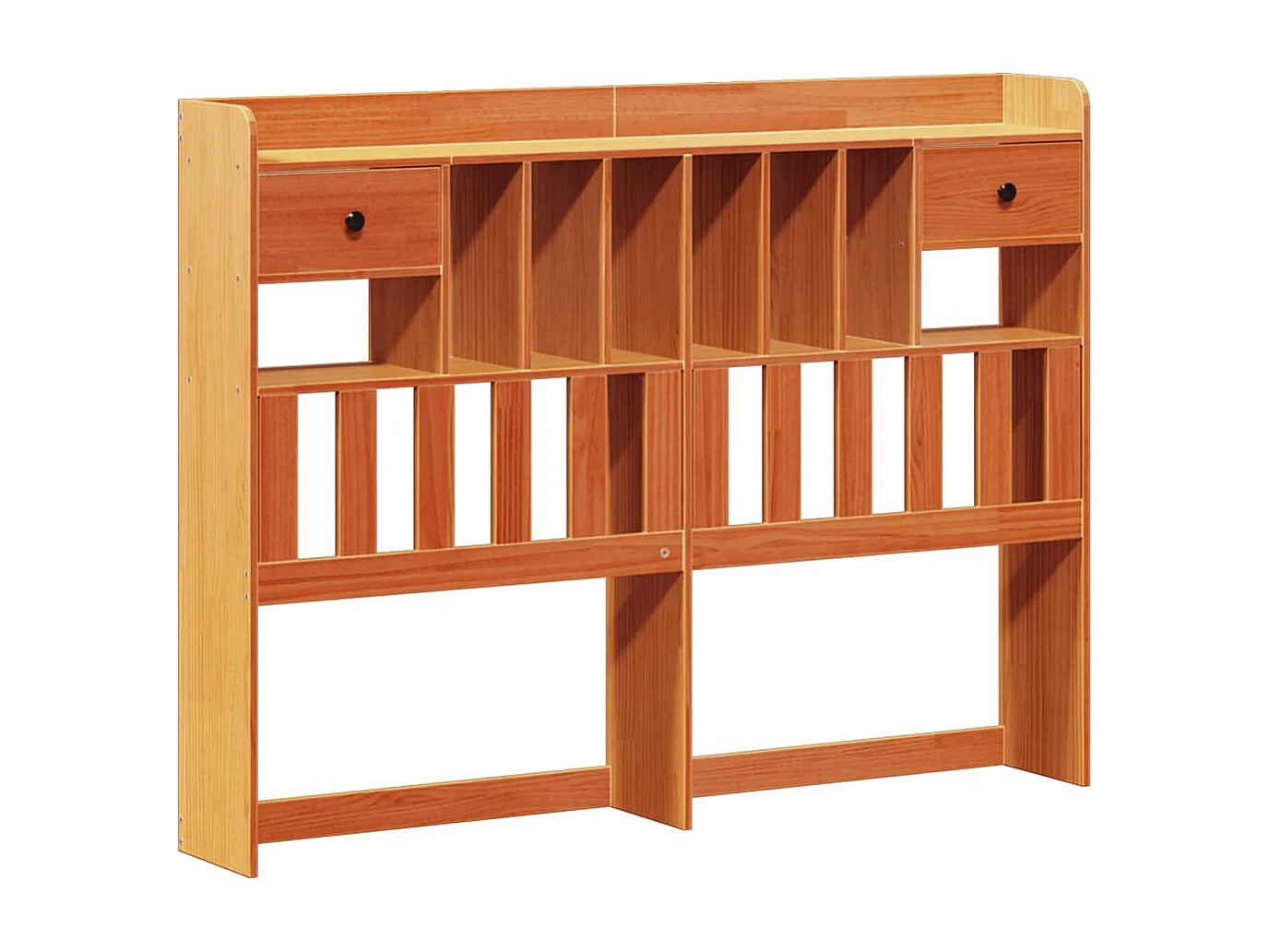 Bed met boekenkast zonder matras grenenhout wasbruin 150x200 cm