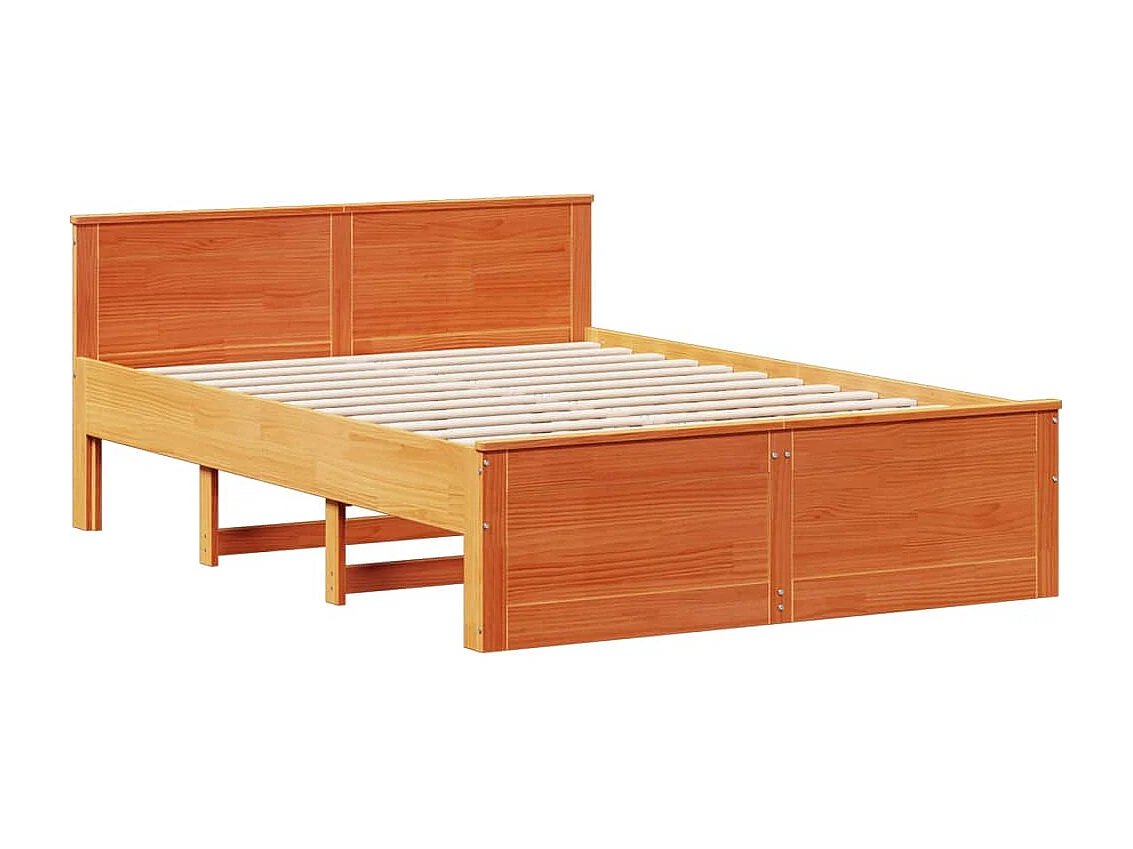 Lit bibliothèque sans matelas cire marron 150x200 cm pin massif