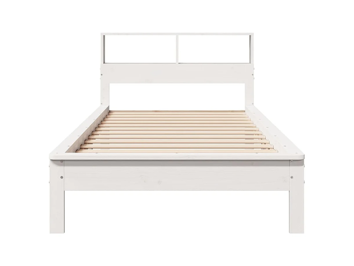 Lit bibliothèque sans matelas blanc 90x200cm bois de pin massif