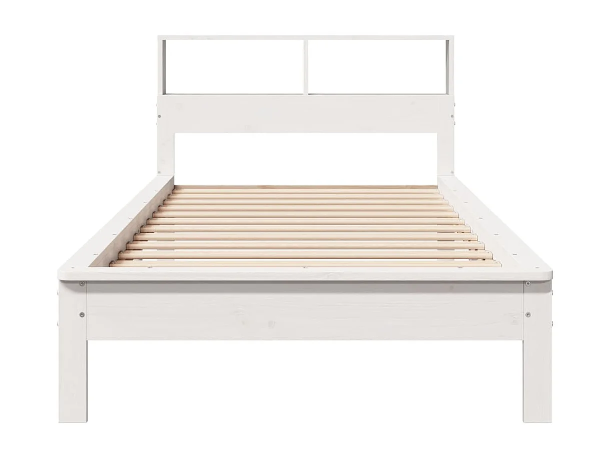 Lit bibliothèque sans matelas blanc 90x200cm bois de pin massif