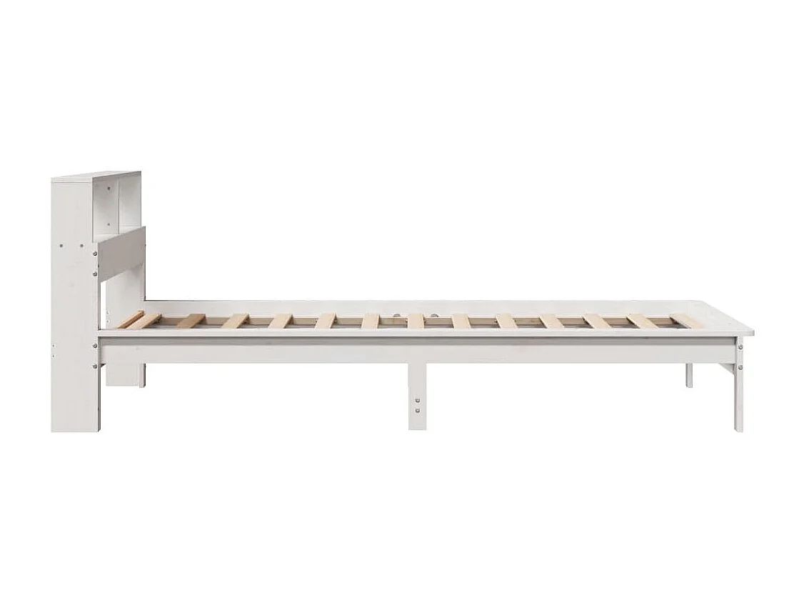 Lit bibliothèque sans matelas blanc 90x200cm bois de pin massif