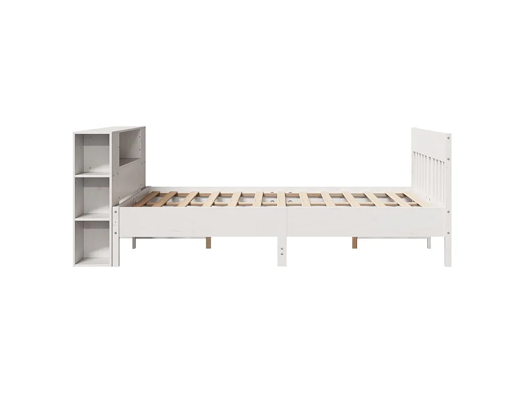 Lit bibliothèque sans matelas blanc 140x190 cm bois pin massif