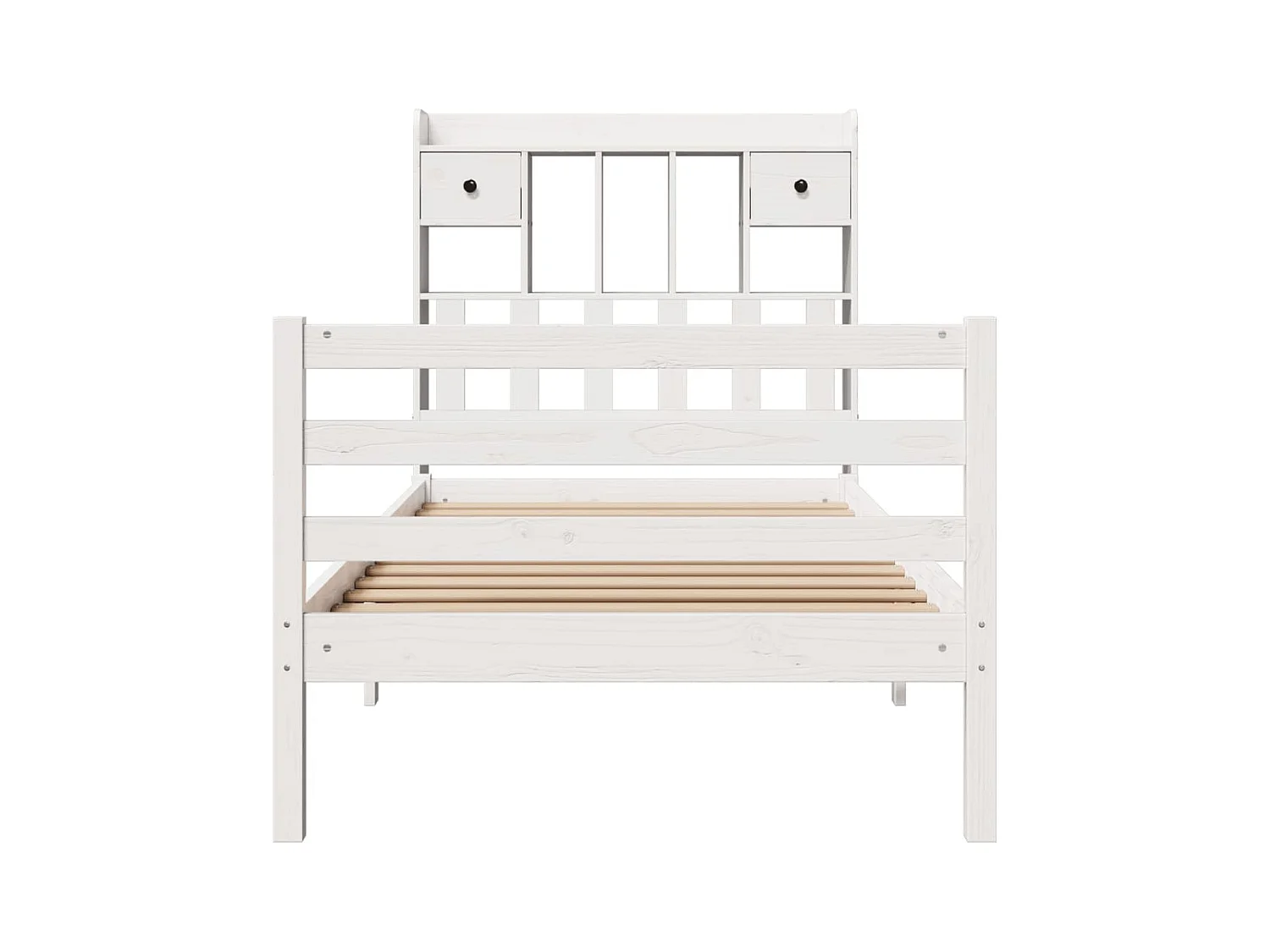 Lit bibliothèque sans matelas blanc 75x190cm bois de pin massif