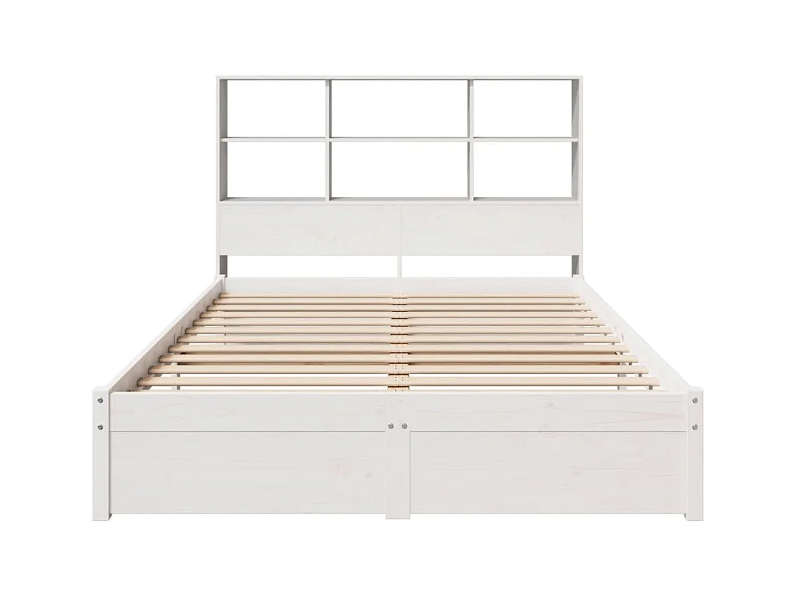 Lit bibliothèque sans matelas blanc 140x200 cm bois pin massif