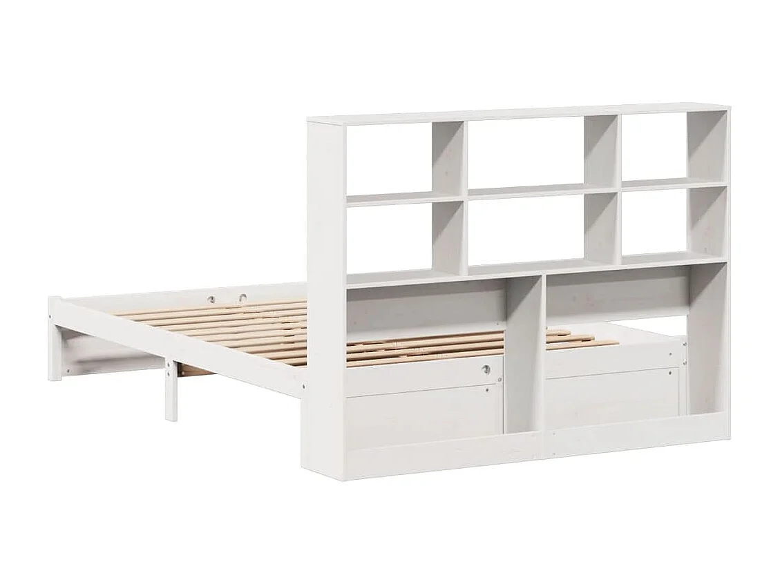 Lit bibliothèque sans matelas blanc 140x200 cm bois pin massif