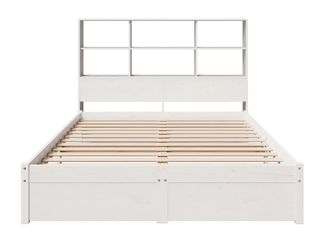 Cama con estantería sin colchón madera maciza blanca 140x200 cm