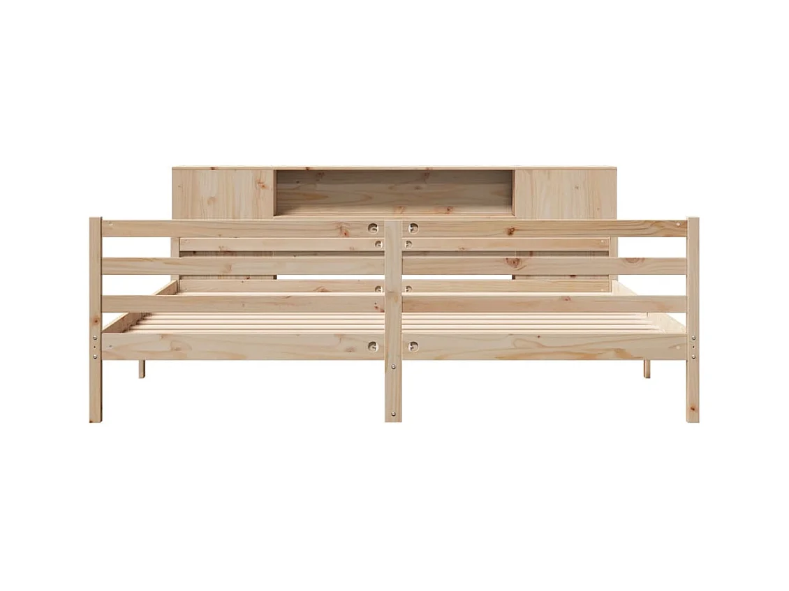 Lit bibliothèque sans matelas 200x200 cm bois massif de pin