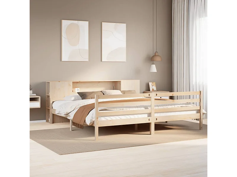 Cama com estante sem colchão 200x200 cm pinho maciço