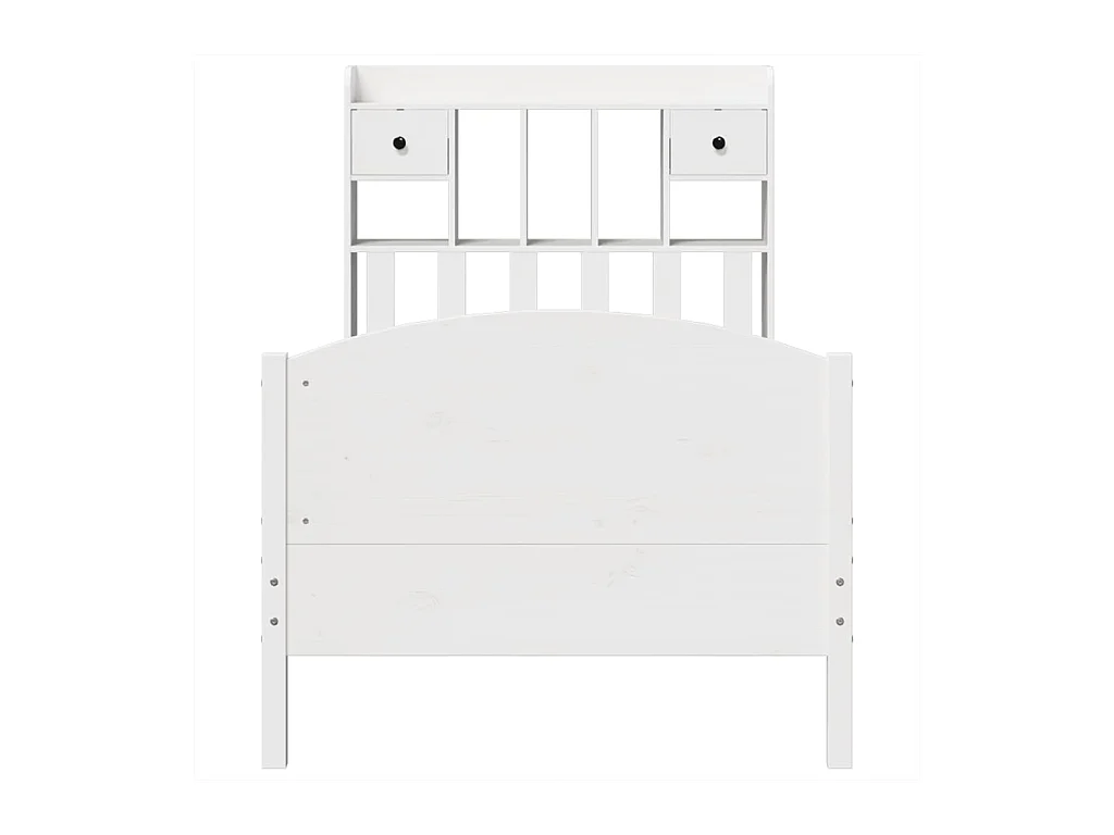 Lit bibliothèque sans matelas blanc 75x190cm bois de pin massif