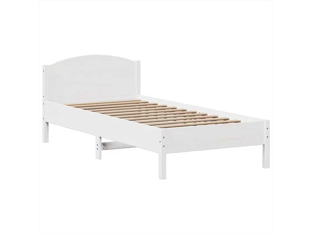 Lit bibliothèque sans matelas blanc 75x190cm bois de pin massif