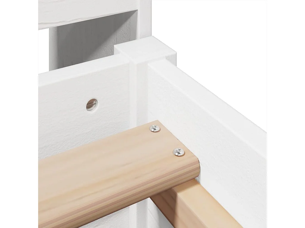 Lit bibliothèque sans matelas blanc 75x190cm bois de pin massif