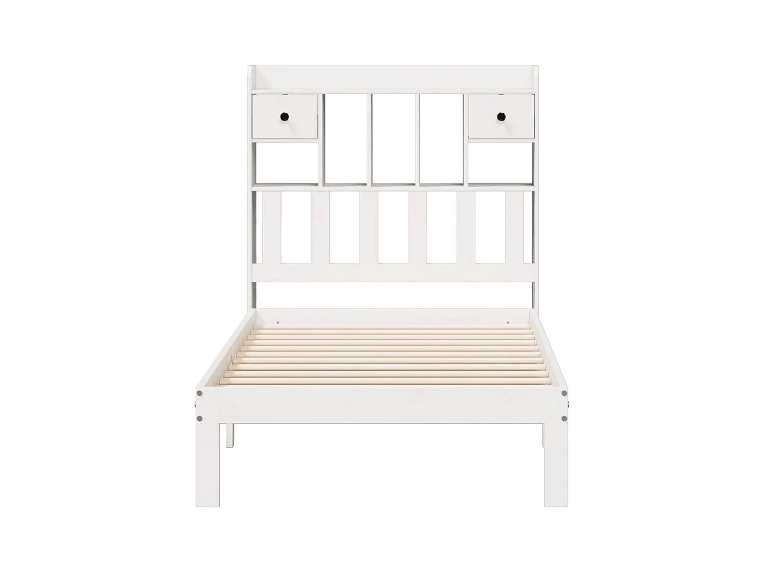 Lit bibliothèque sans matelas blanc 90x200cm bois de pin massif