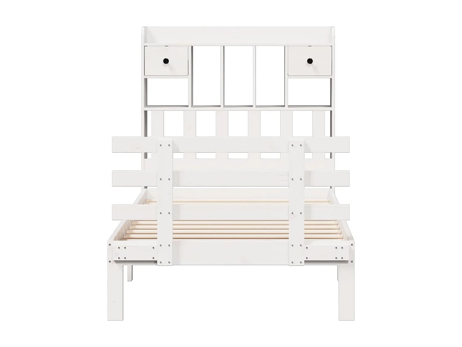 Letto Libreria senza Materasso Bianca 90x200 cm Legno di Pino