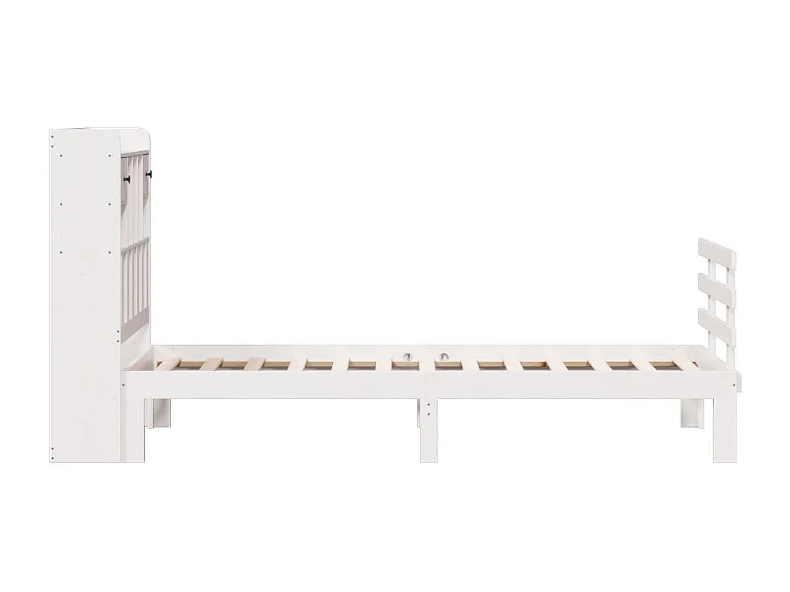 Letto Libreria senza Materasso Bianca 90x200 cm Legno di Pino