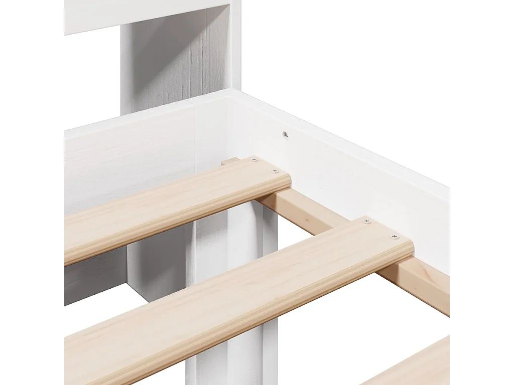 Letto Libreria senza Materasso Bianca 90x200 cm Legno di Pino