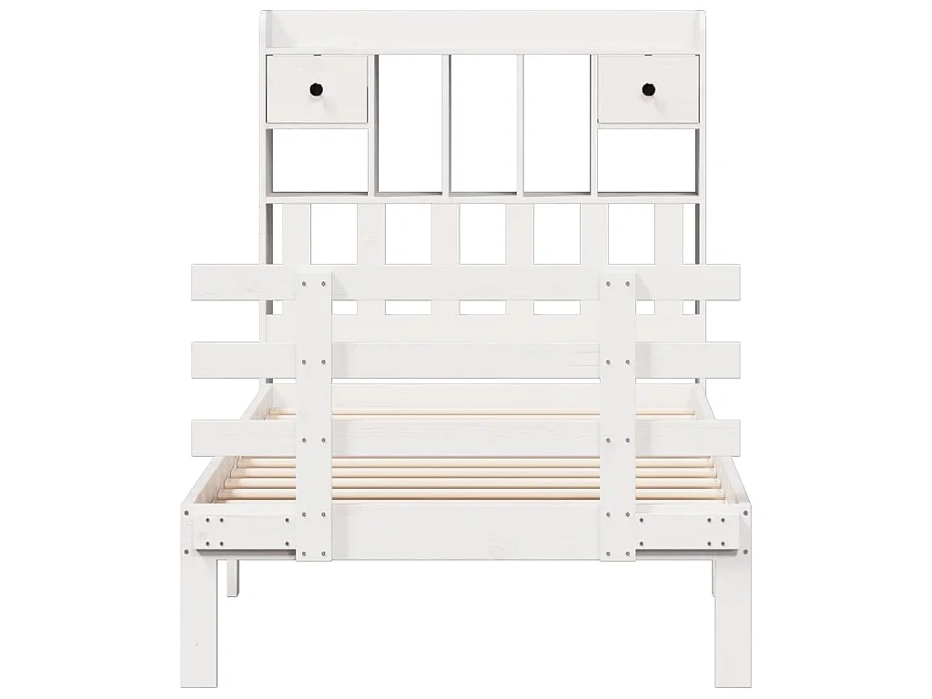 Letto Libreria senza Materasso Bianca 90x200 cm Legno di Pino