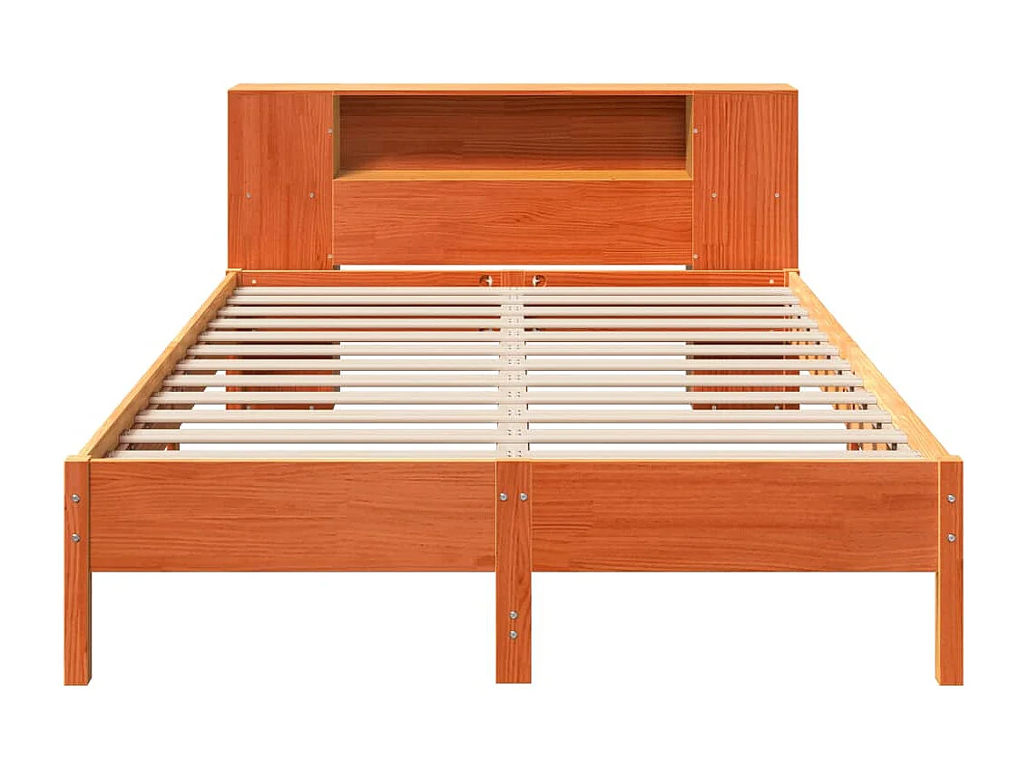 Letto Libreria senza Materasso Marrone Cera 140x200 cm in Pino