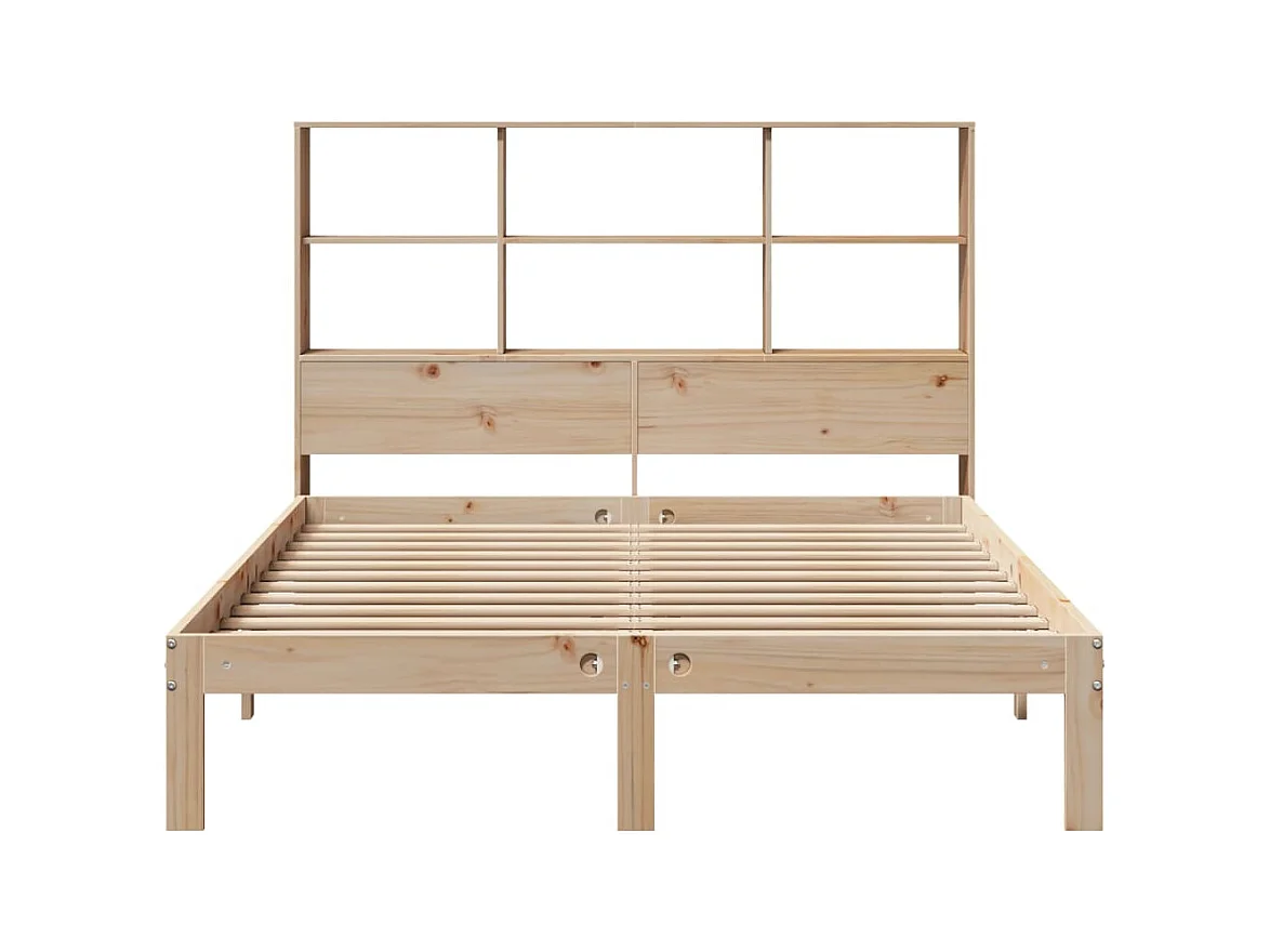 Lit bibliothèque sans matelas 140x190 cm bois de pin massif