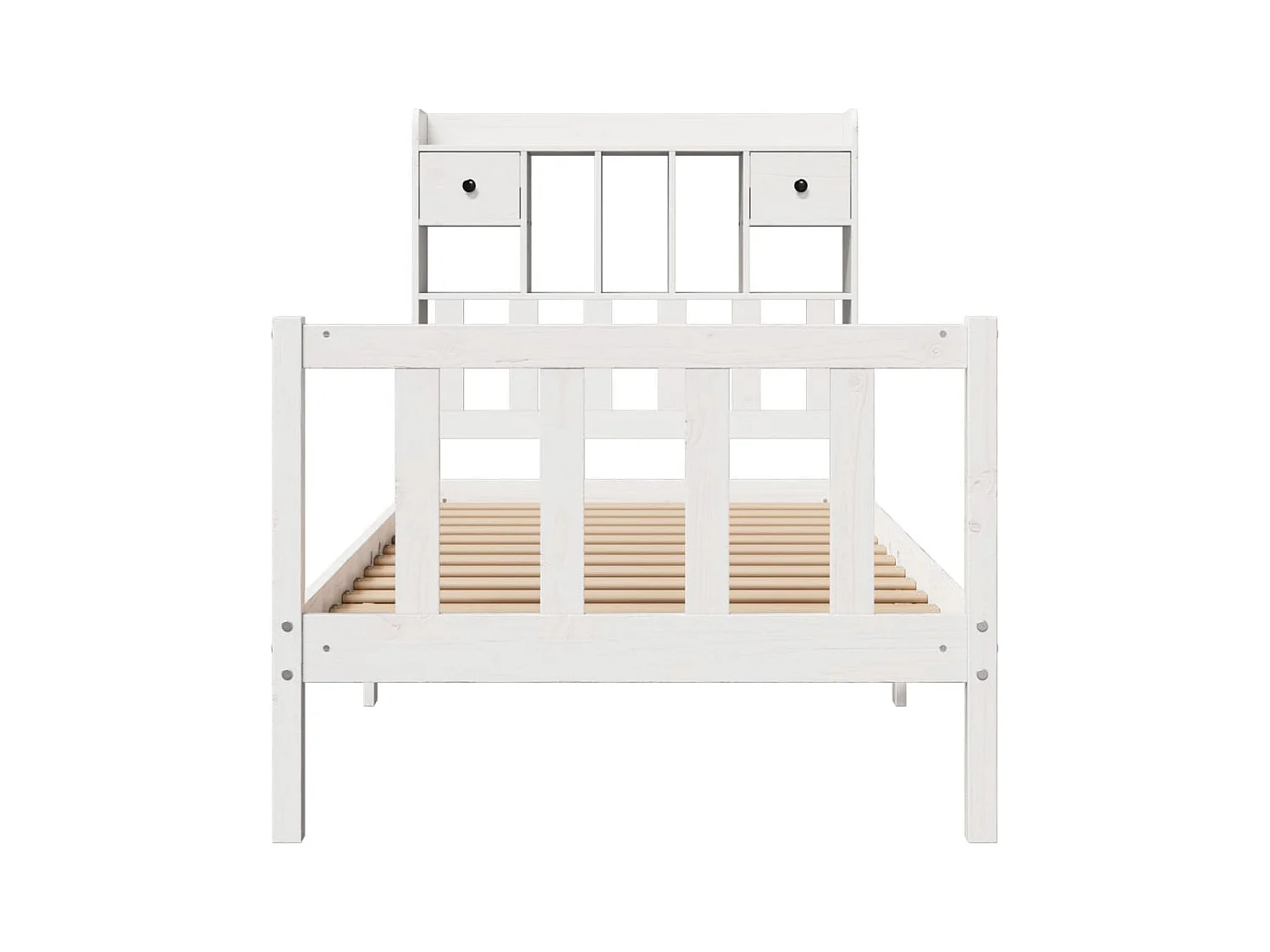 Lit bibliothèque sans matelas blanc 90x200cm bois de pin massif