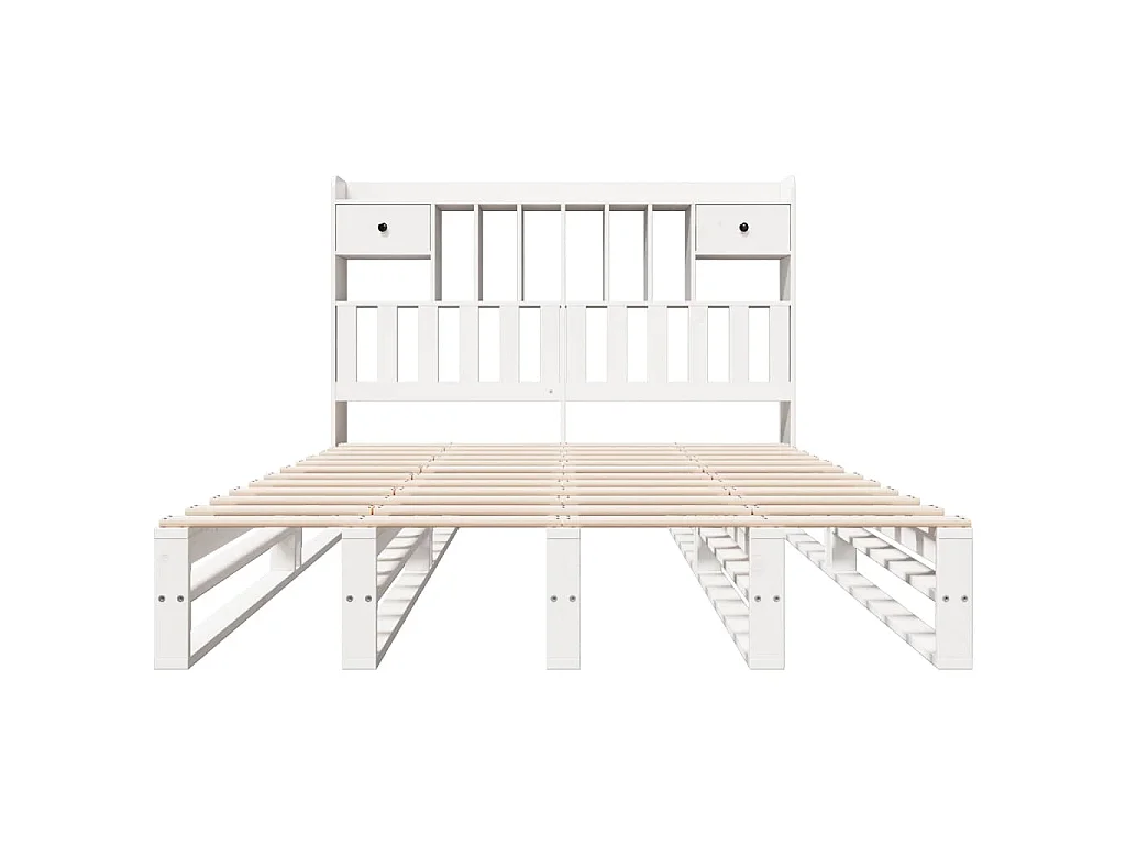 Cama com estante sem colchão 150x200 cm pinho maciço branco