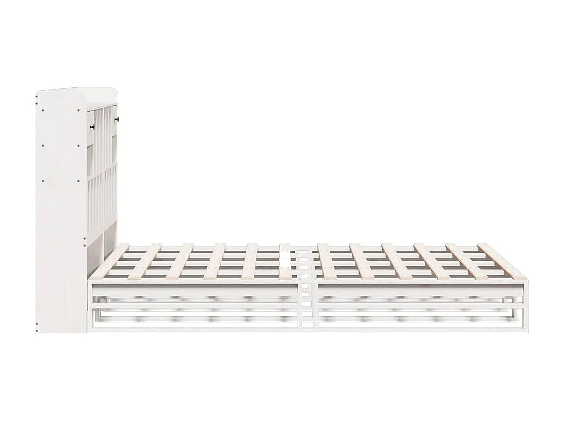 Cama com estante sem colchão 150x200 cm pinho maciço branco