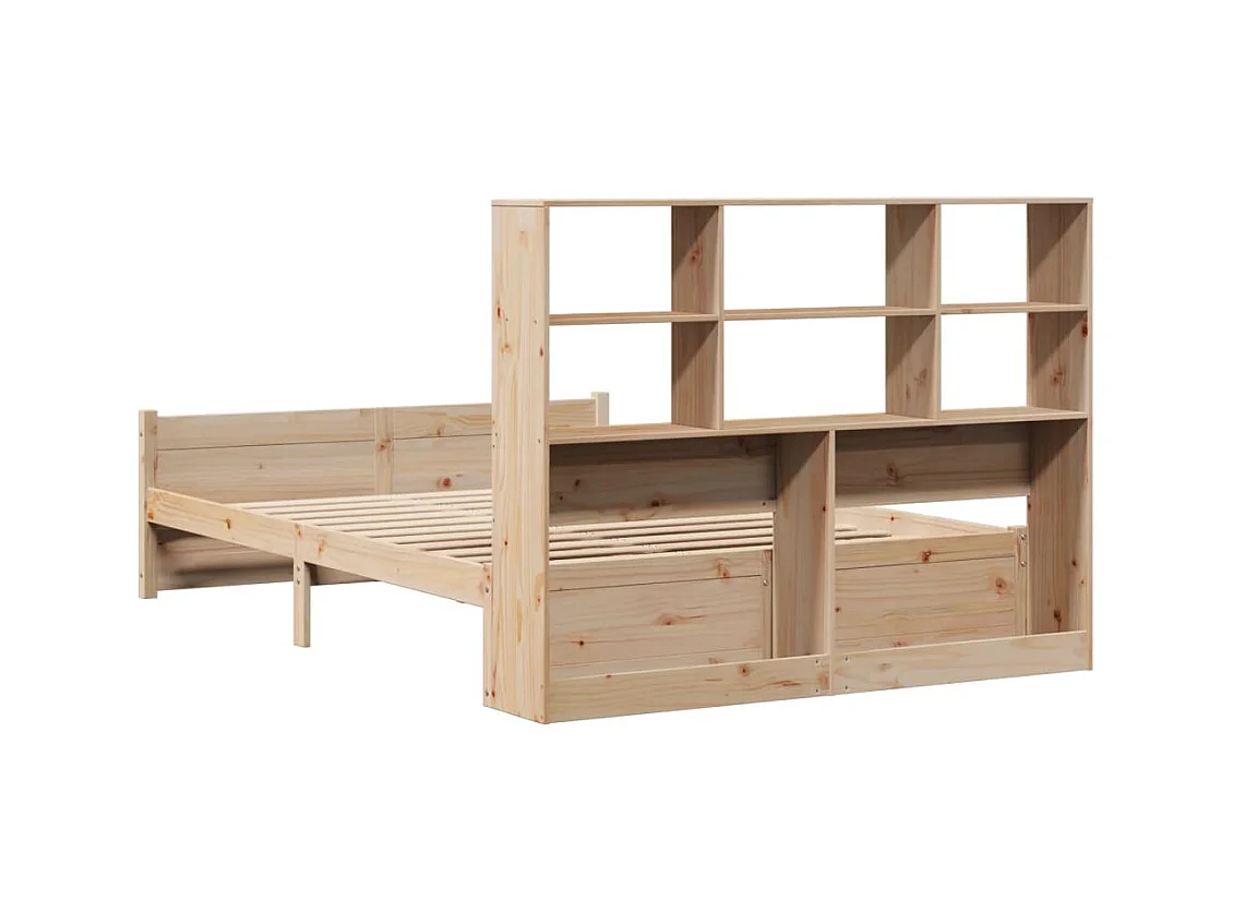 Lit bibliothèque sans matelas 120x200 cm bois de pin massif