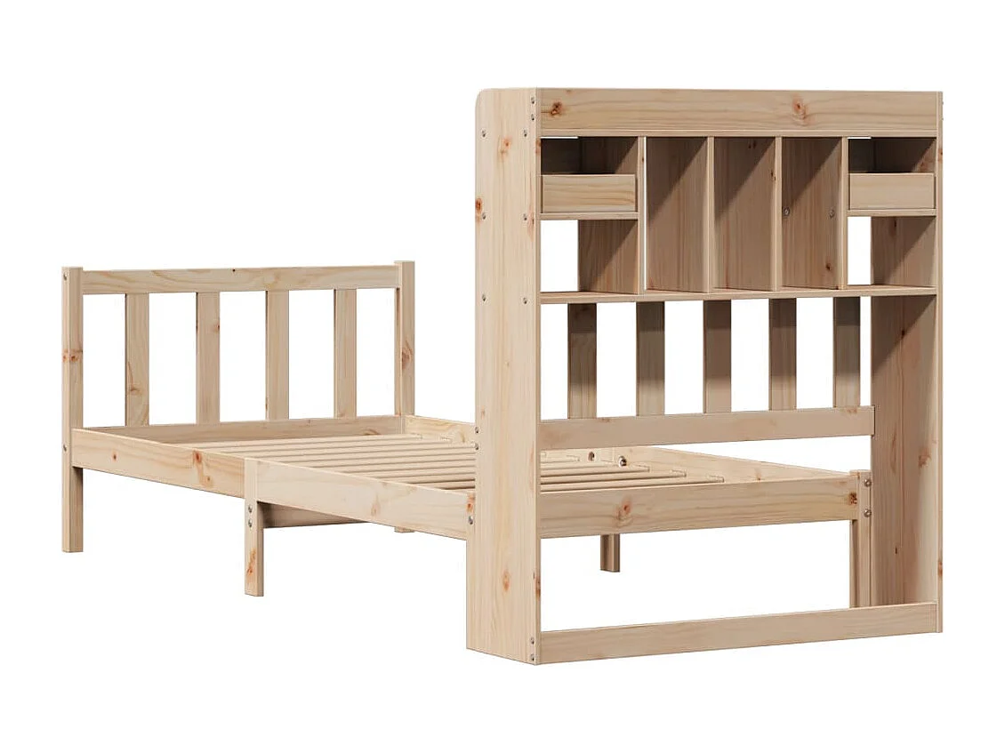 Giroletto con Libreria senza Materasso 75x190 cm in Legno Pino