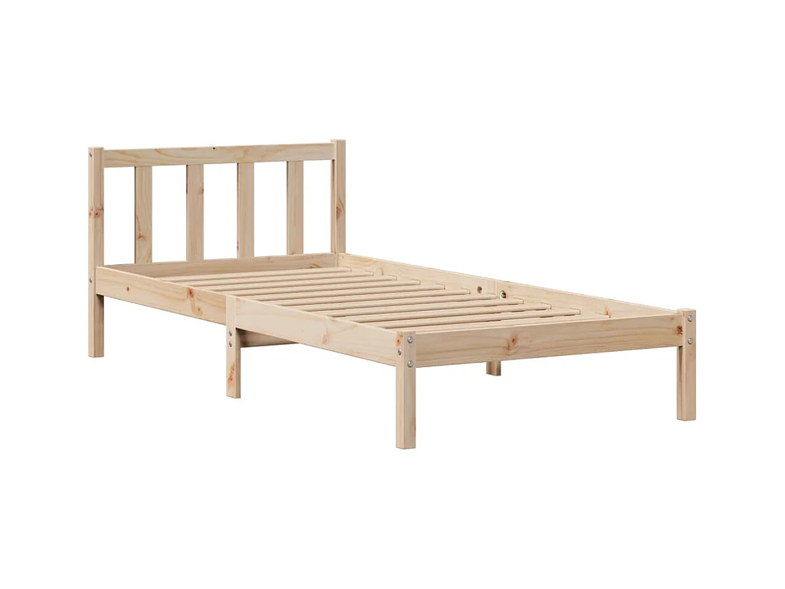 Cama con estantería sin colchón madera maciza de pino 90x190 cm