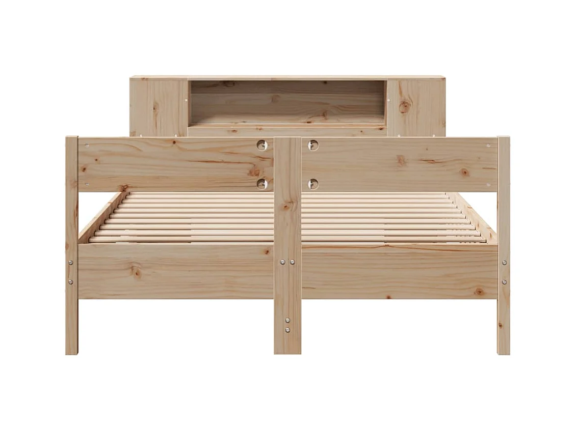 Lit bibliothèque sans matelas 140x200 cm bois massif de pin