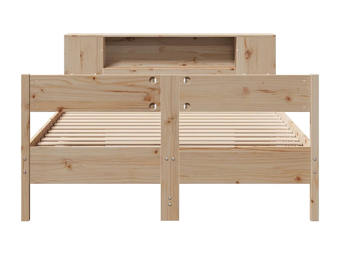 Lit bibliothèque sans matelas 140x200 cm bois massif de pin