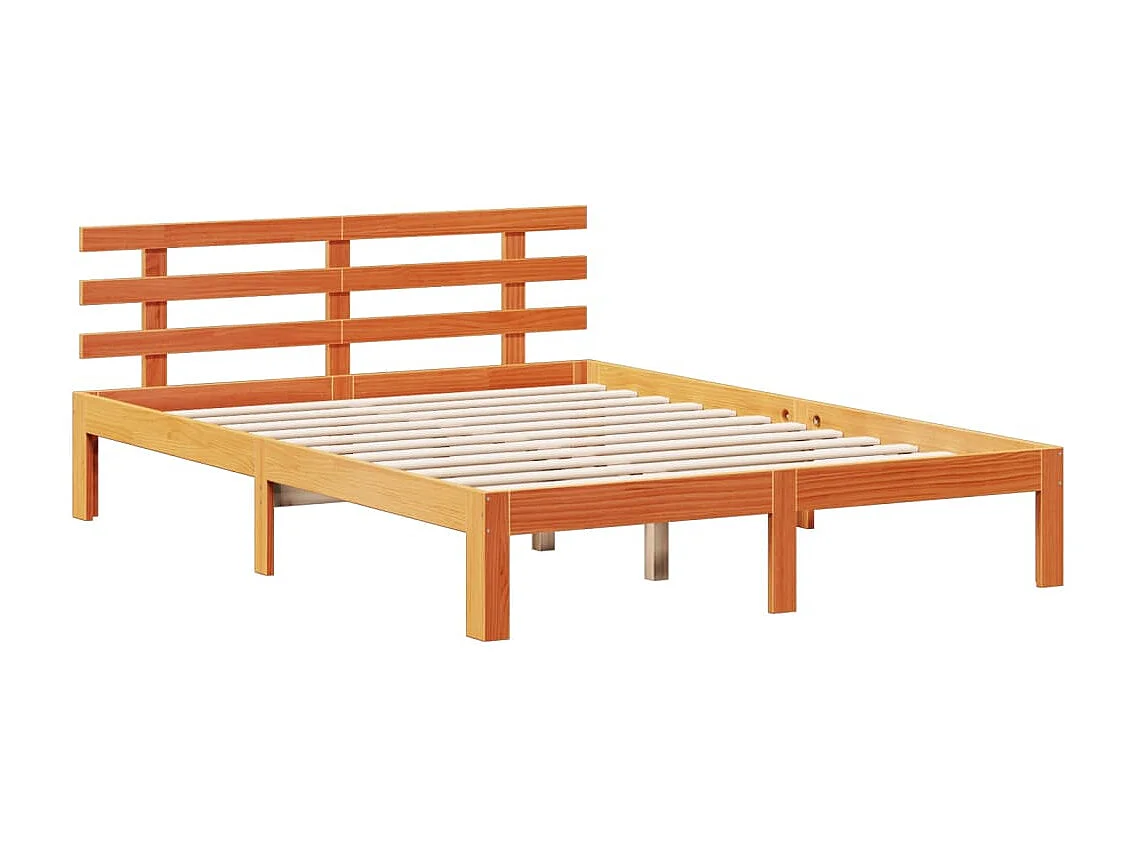 Cama con estantería sin colchón madera maciza marrón 150x200 cm