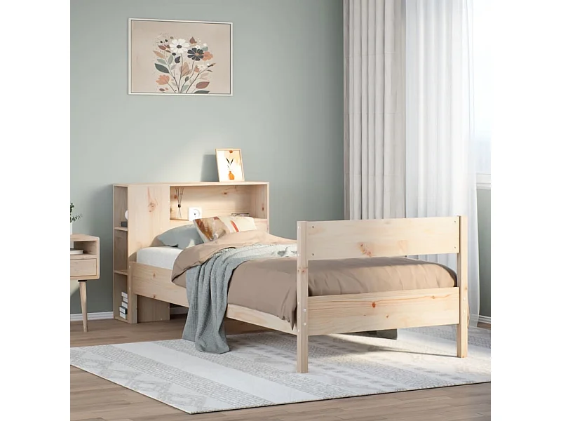 Cama com estante sem colchão 100x200 cm pinho maciço