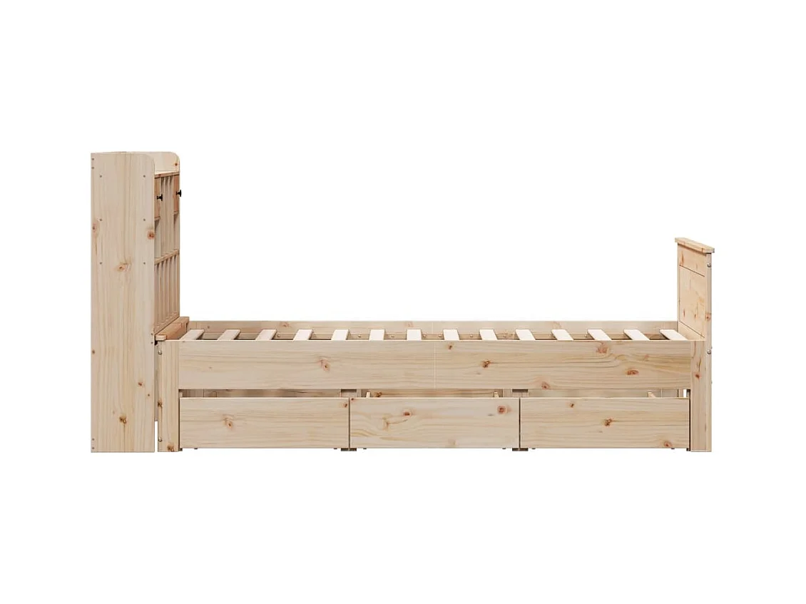 Lit bibliothèque sans matelas 90x200 cm bois de pin massif