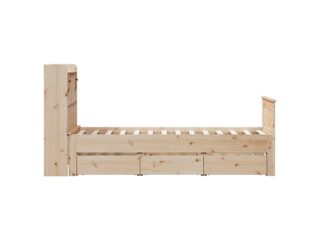Bed met boekenkast zonder matras massief grenenhout 90x200 cm