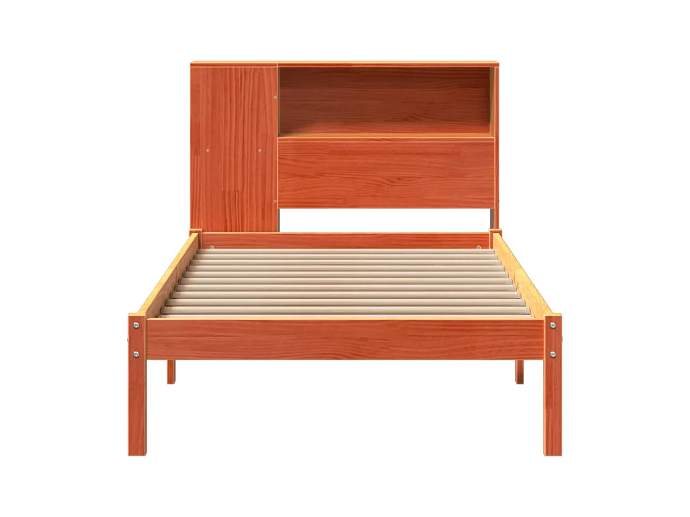 Massivholzbett mit Regal ohne Matratze Wachsbraun 100x200 cm
