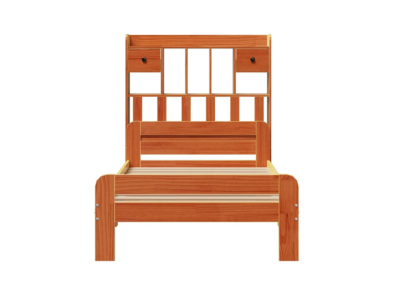 Lit bibliothèque sans matelas cire marron 75x190 cm pin massif