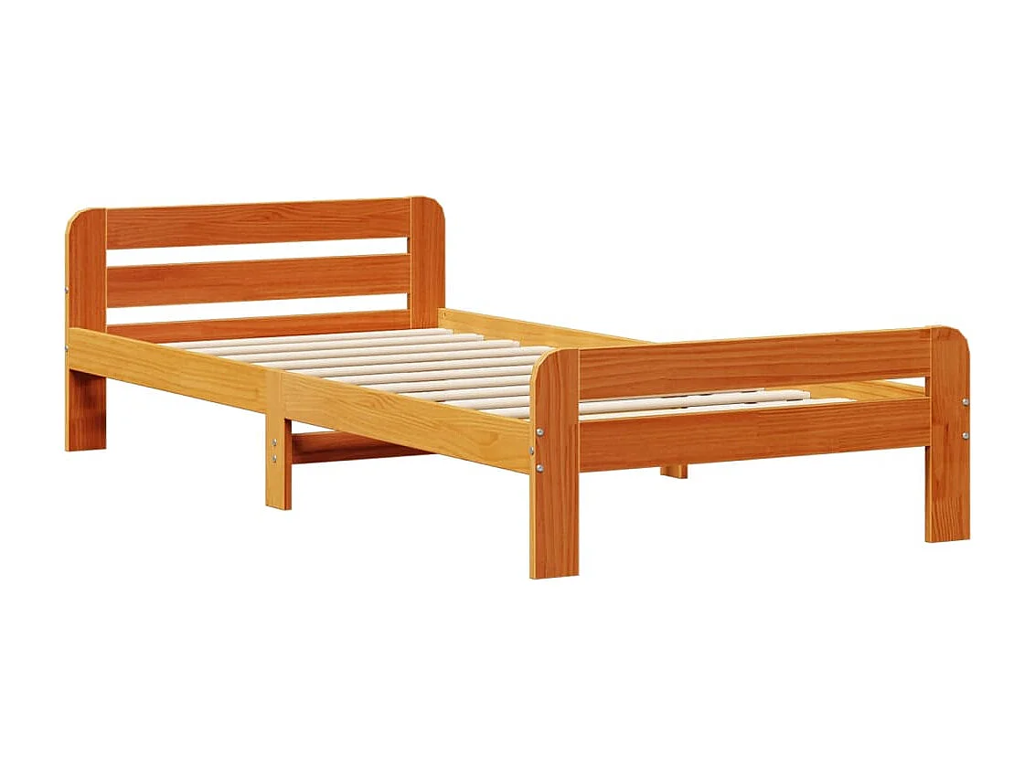 Lit bibliothèque sans matelas cire marron 75x190 cm pin massif