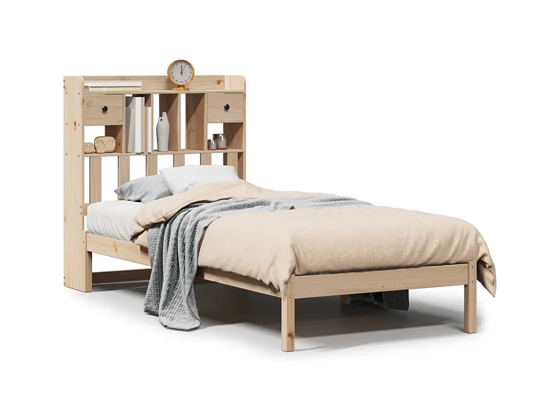 Cama com estante sem colchão 90x200 cm pinho maciço