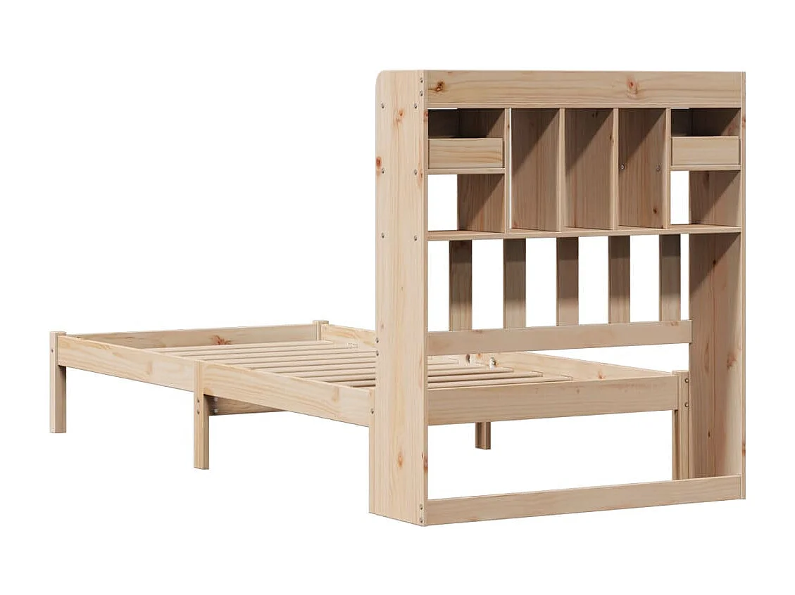 Lit bibliothèque sans matelas 90x200 cm bois de pin massif