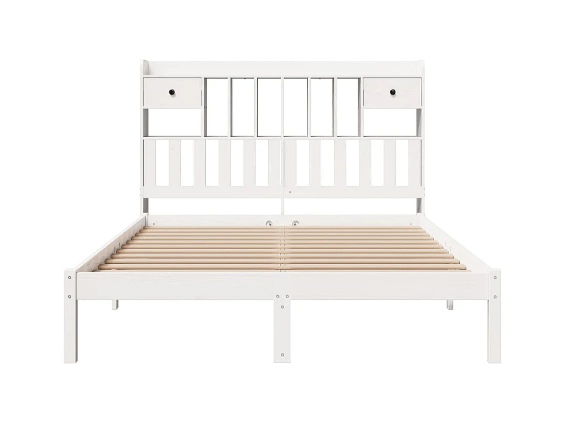 Lit bibliothèque sans matelas blanc 160x200 cm bois pin massif