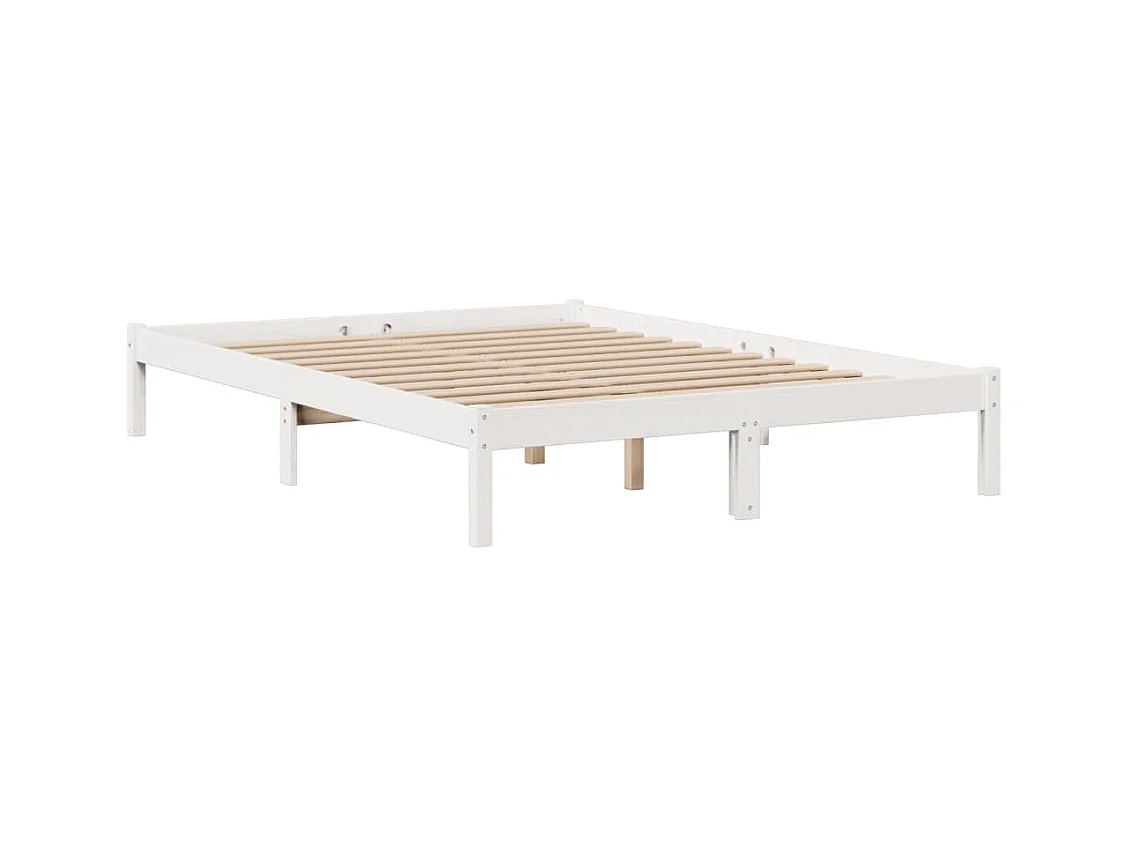 Lit bibliothèque sans matelas blanc 160x200 cm bois pin massif