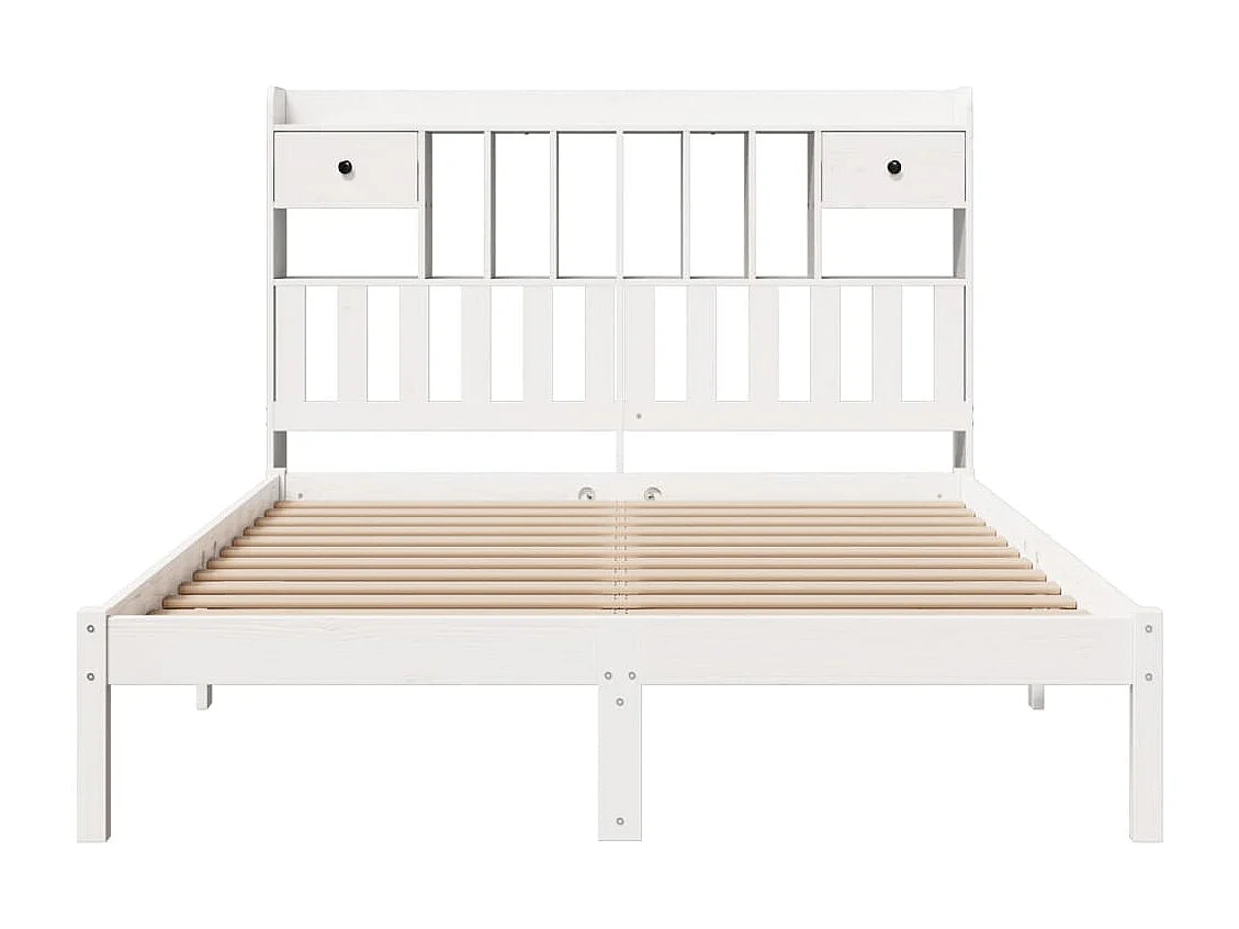 Lit bibliothèque sans matelas blanc 160x200 cm bois pin massif