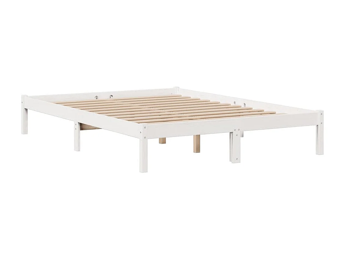 Lit bibliothèque sans matelas blanc 160x200 cm bois pin massif
