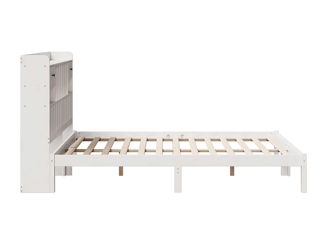 Lit bibliothèque sans matelas blanc 160x200 cm bois pin massif