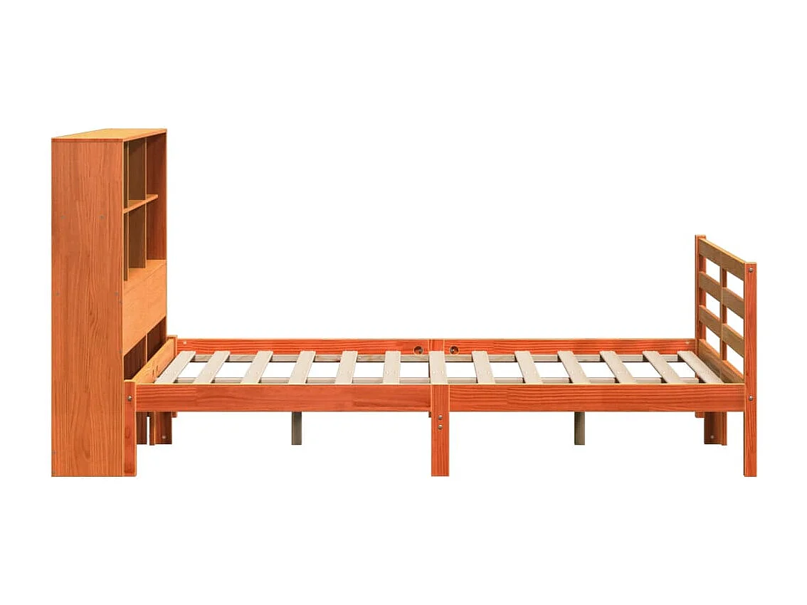 Letto Libreria senza Materasso Marrone Cera 160x200 cm Legno
