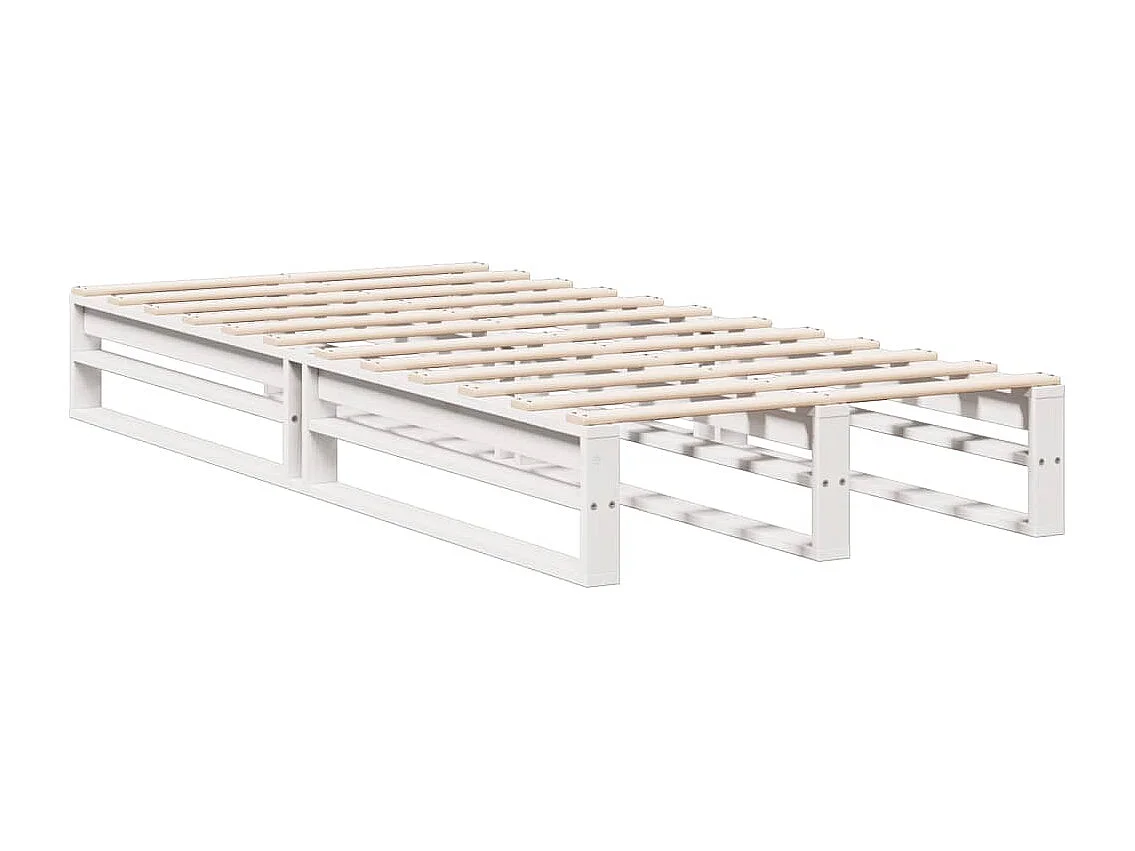 Lit bibliothèque sans matelas blanc 90x200cm bois de pin massif